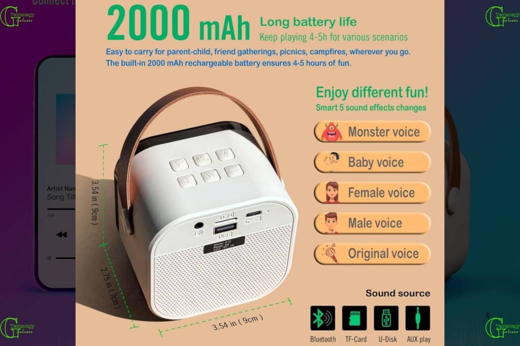 Pequeno portátil Bluetooth microfone karaoke