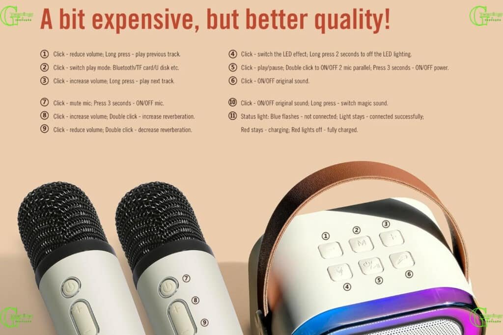 Pequeno portátil Bluetooth microfone karaoke