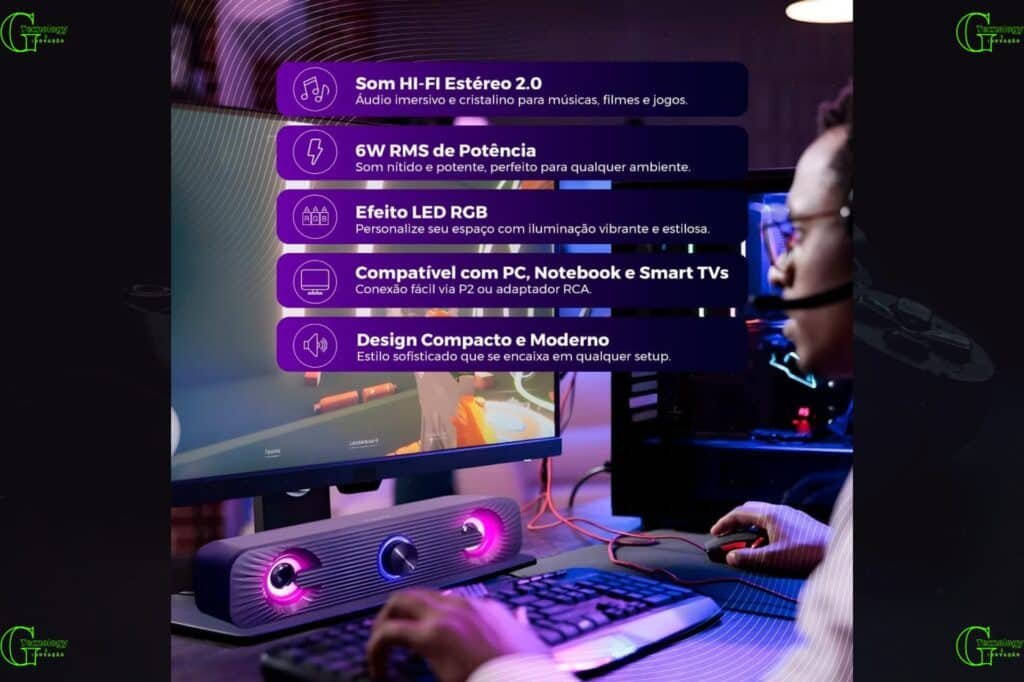 Caixa De Som Pc Computador Notebook Gamer